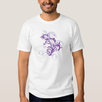 Beautiful Pretty Purple Floral Swirls Vine on Pink T Shirt