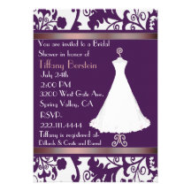 Beautiful Purple Damask Bridal Shower Invitation