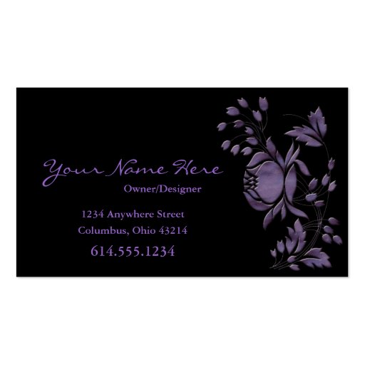 Beautiful Purple Flower Design Business Cards (front side)