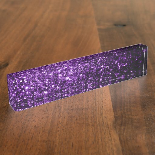 Beautiful Purple Glitter Sparkles Desk Nameplate Zazzle