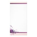 Beautiful purple swirls and blossom customized photo card