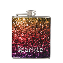 Beautiful Rainbow yellow red purple sparkles Flask