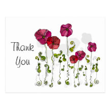Beautiful Red Flowers Curly Leaves Postcards