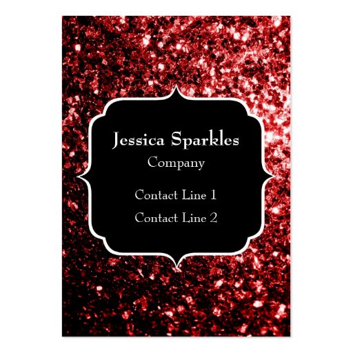 Beautiful Red Glitter sparkles with Monogram Business Cards (front side)