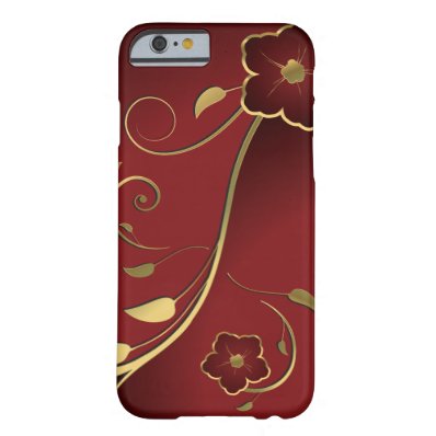 Beautiful Red & Gold Floral Fine Art Barely There iPhone 6 Case