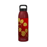 Beautiful Red Gold Vintage Floral Drinking Bottle