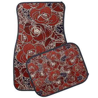 Beautiful Red, Ivory, and Blue Car Floor Mat