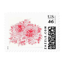 Beautiful Red Peony Postage Stamp
