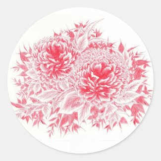 Beautiful Red Peony Stickers