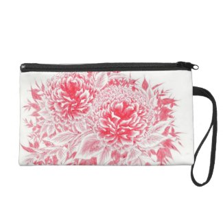 Beautiful Red Peony Wristlet