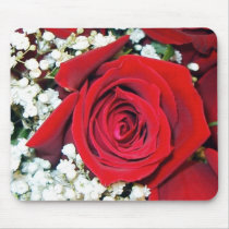 Beautiful Red Rose and Baby's Breath, mousepad