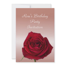 Beautiful Red  Rose birthday Invitation