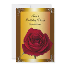 Beautiful Red  Rose birthday Invitation