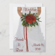 Beautiful Red Rose Bouquet Wedding Invitations invitation
