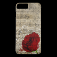 Beautiful red rose music notes swirl faded piano iPhone 7 plus case