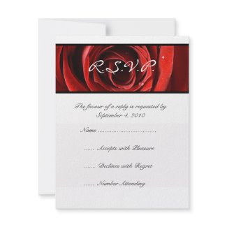 Beautiful Red Rose Wedding RSVP invitation