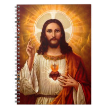 Beautiful religious Sacred Heart of Jesus image Spiral Note Books