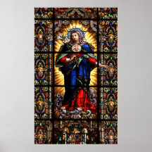 Beautiful Religious Sacred Heart of Virgin Mary Posters