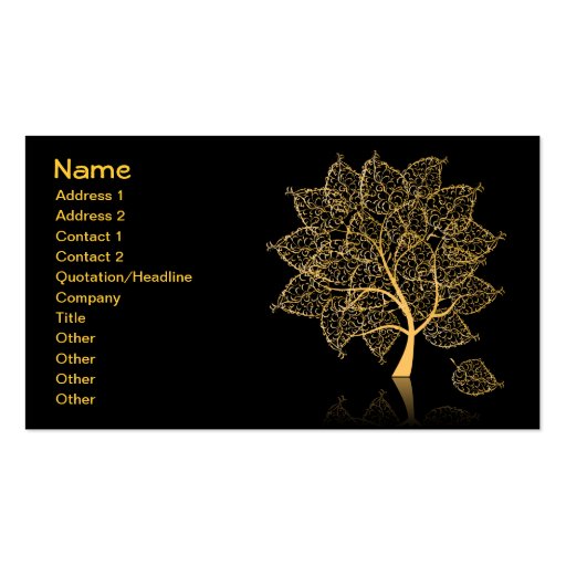 Beautiful Retro Gold Tree Business Card Templates (front side)