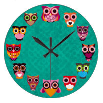 Beautiful Retro Owl Clock at Zazzle
