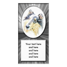 Beautiful Rough Collie dog art Customized Photo Card