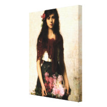 Beautiful Russian Flower Seller Girl Gallery Wrap Canvas