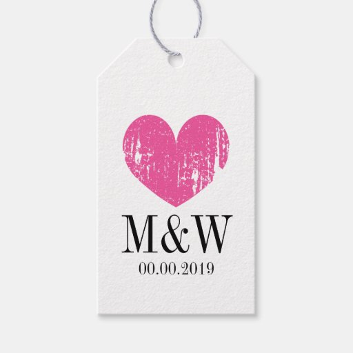 Beautiful rustic pink heart wedding favor gift tag Zazzle