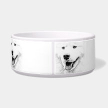 Beautiful Samoyed dog art Dog Food Bowl