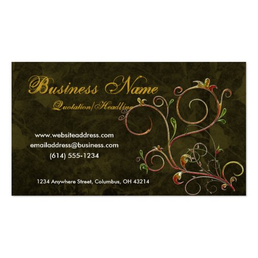 Beautiful Scrollwork Vines D4 - Business Cards (front side)
