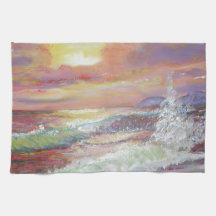 Beautiful Seascape 18x24" canvas oil Hand Towels