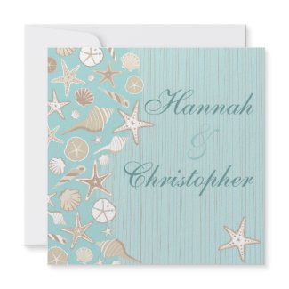 Beautiful Seashell Beach wedding invitation invitation