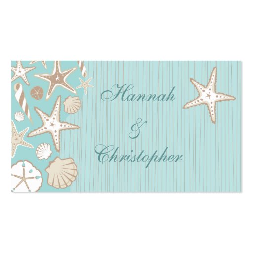 Beautiful Seashell Beach Wedding Table Place Cards Business Cards (back side)