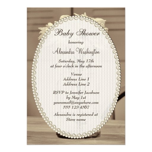 Beautiful Sepia Mason Jar & Daisies Baby Shower Custom Invites