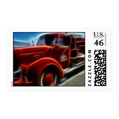 Beautiful Shiny Antique Red Fire Truck Art Postage