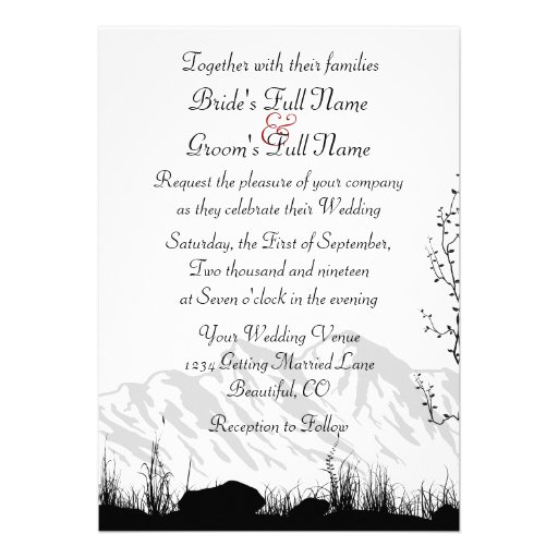 Beautiful Silhouette Mountain Wedding Invitation