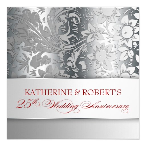 beautiful silver 25 anniversary invitations (front side)