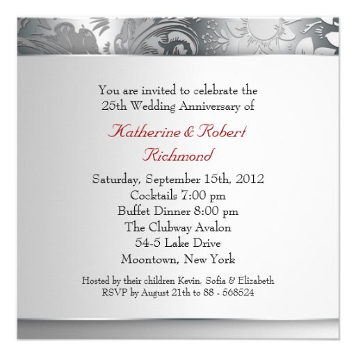 beautiful silver 25 anniversary invitations