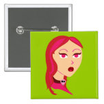 Beautiful Skull Girl Pinback Buttons