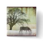 Beautiful Snow Horse Artwork Pinback Button