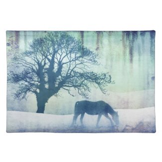 Beautiful Snow Horse Artwork Placemats