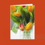 beautiful, spring, tulips, glass, vase, greeting,
