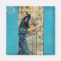 Beautiful Stained Glass Peacock Fridge Magnets