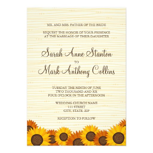 Beautiful sunflowers wedding invitation