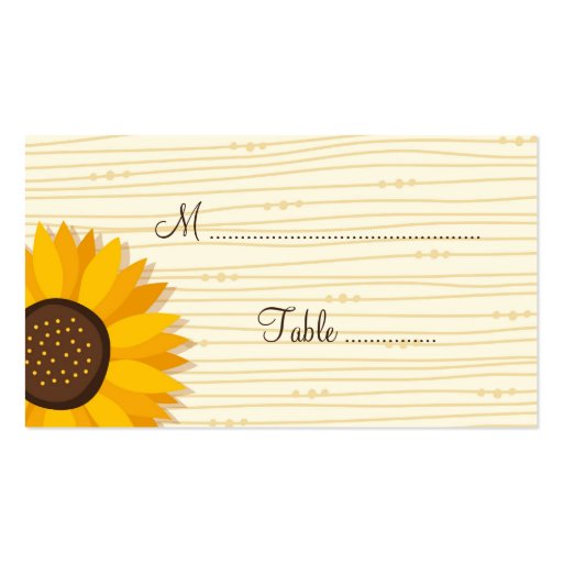 Beautiful sunflowers wedding place card business card templates (front side)
