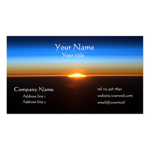 Beautiful Sunrise in space business card (front side)