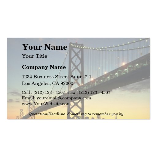 Beautiful Sunset: Bay Bridge, San Francisco, Calif Business Card Templates
