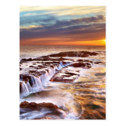 Beautiful Sunset Beach Ocean Waves Postcard