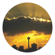 Beautiful Sunset: Calgary sunset, Alberta, Canada Round Stickers