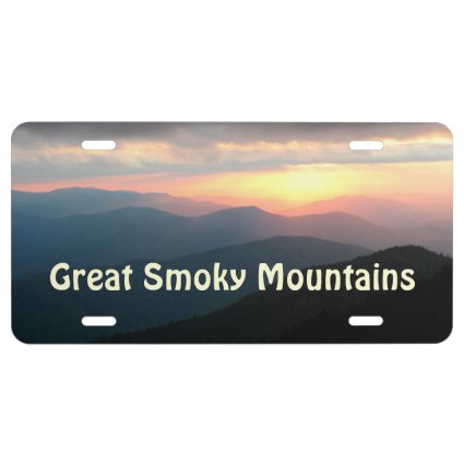 Beautiful Sunset in the Great Smoky Mountains License Plate