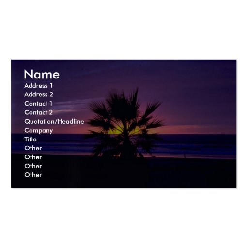 Beautiful Sunset: Mission Beach, California Business Card